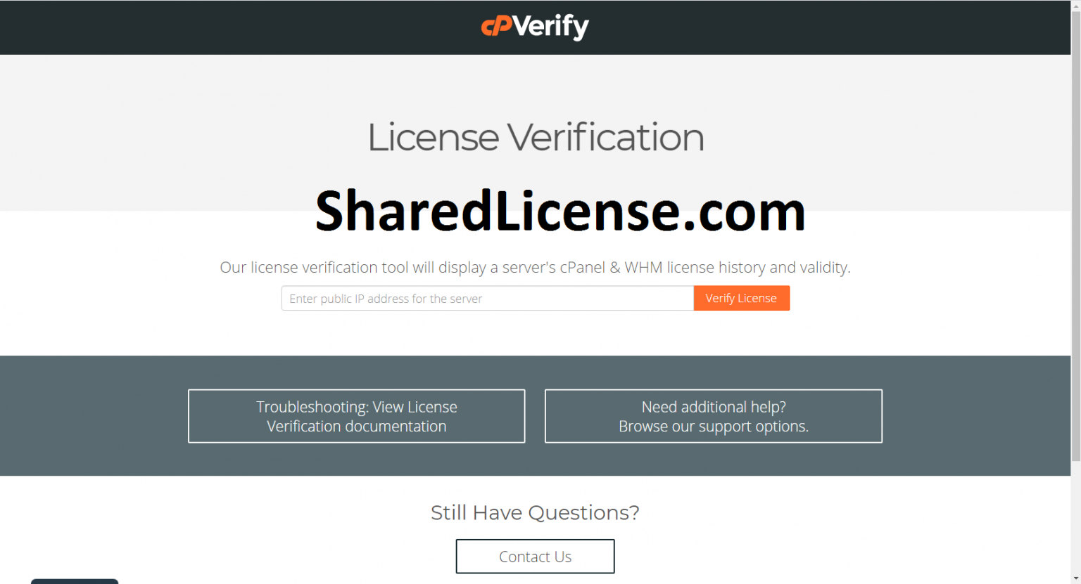 cPanel license check